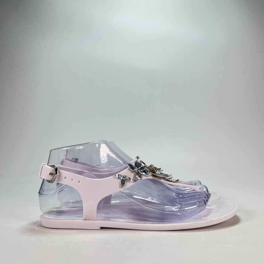 Michael Kors White Silver Glitter Jelly Thong Lightweight Sandals Womens Size 7M